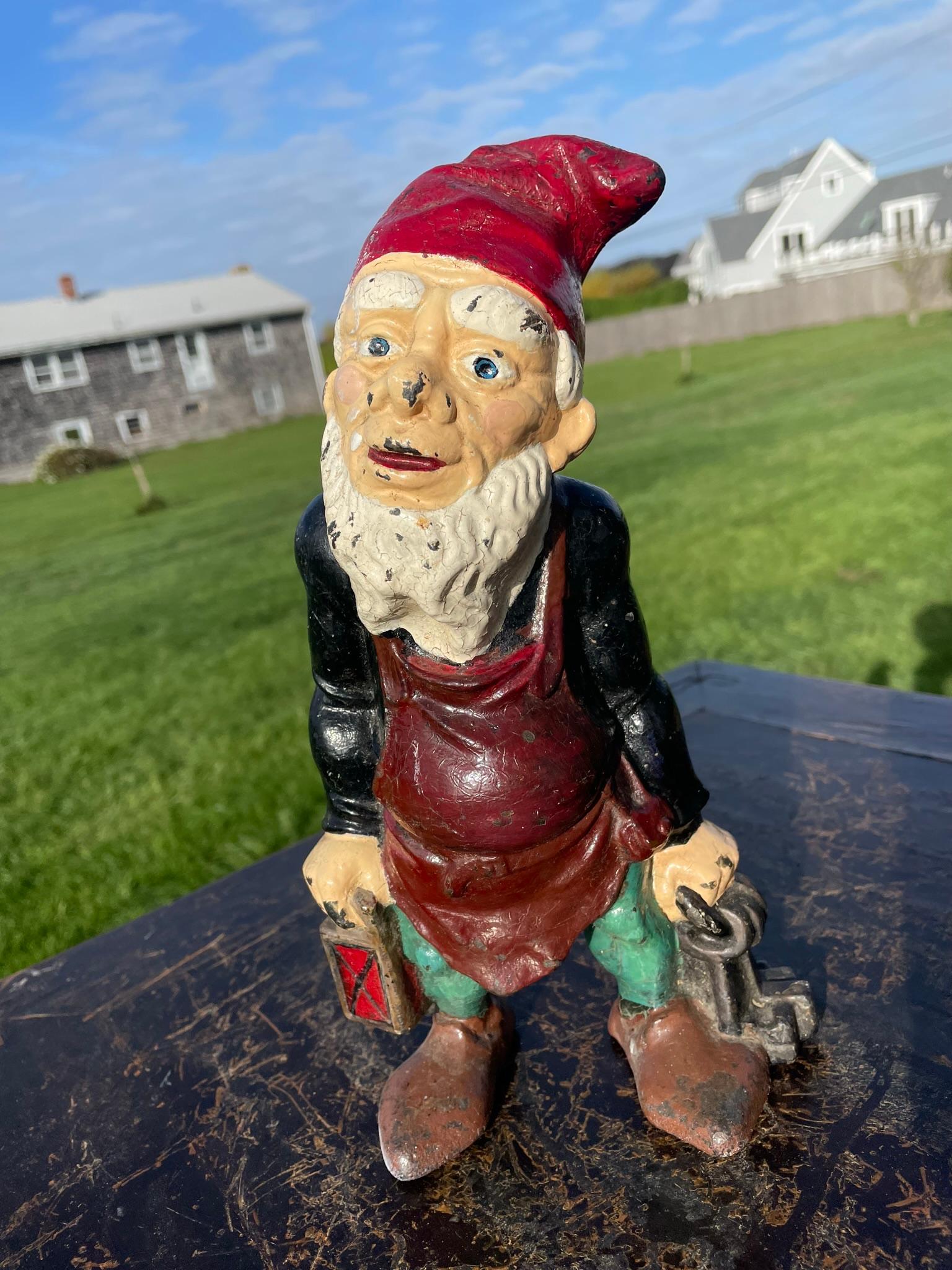 American Gnome Festive Red And Green Lantern Sculpture 