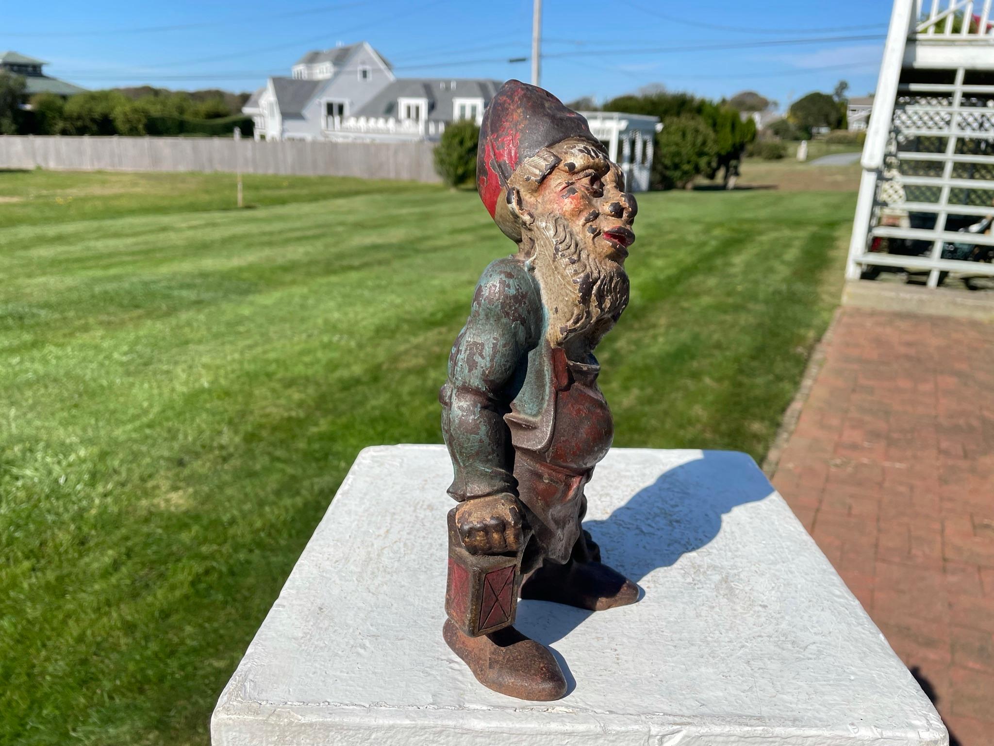 Gnome Garden Gate Lantern Sculpture 