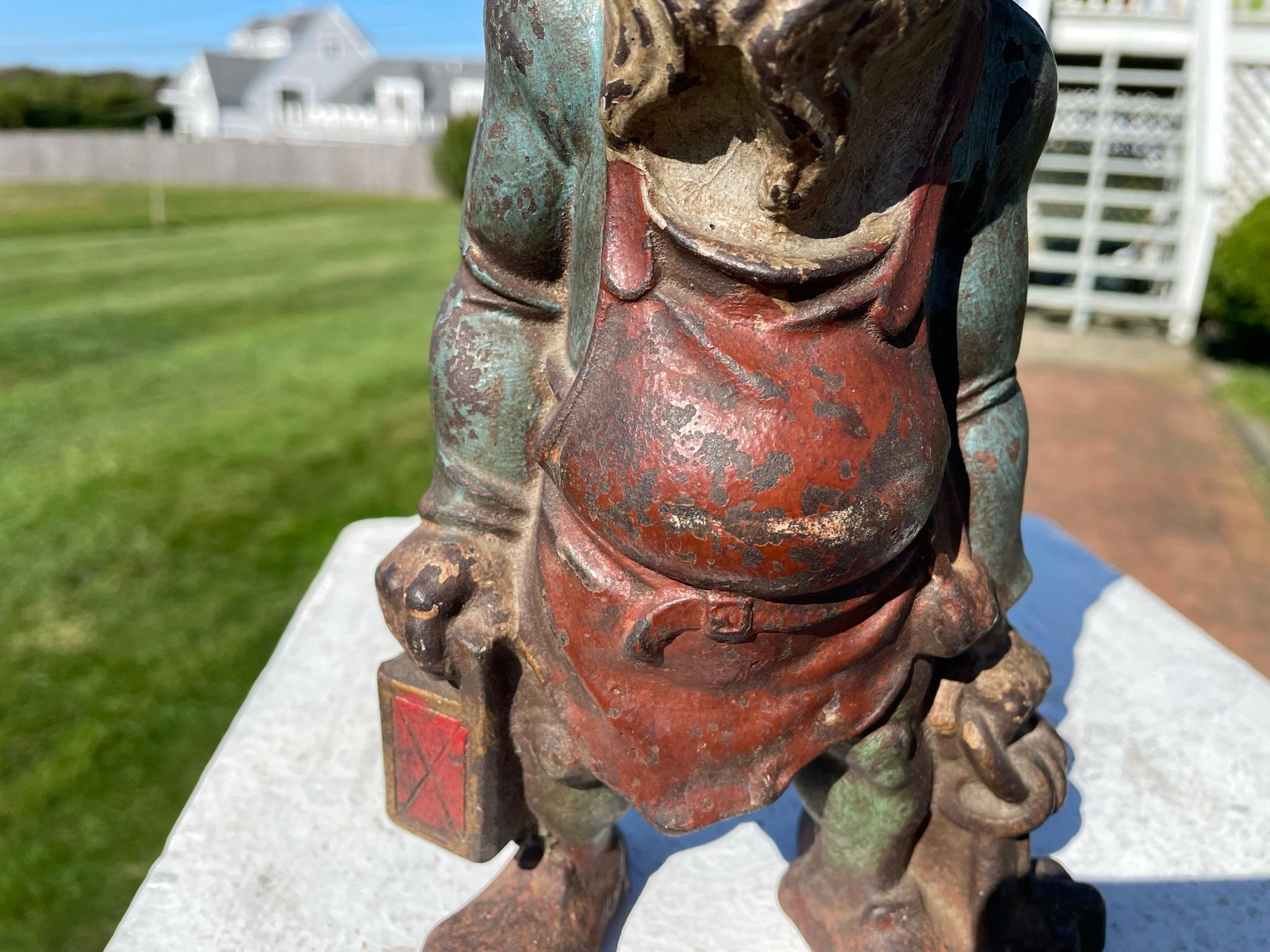 20th Century Gnome Garden Gate Lantern Sculpture 