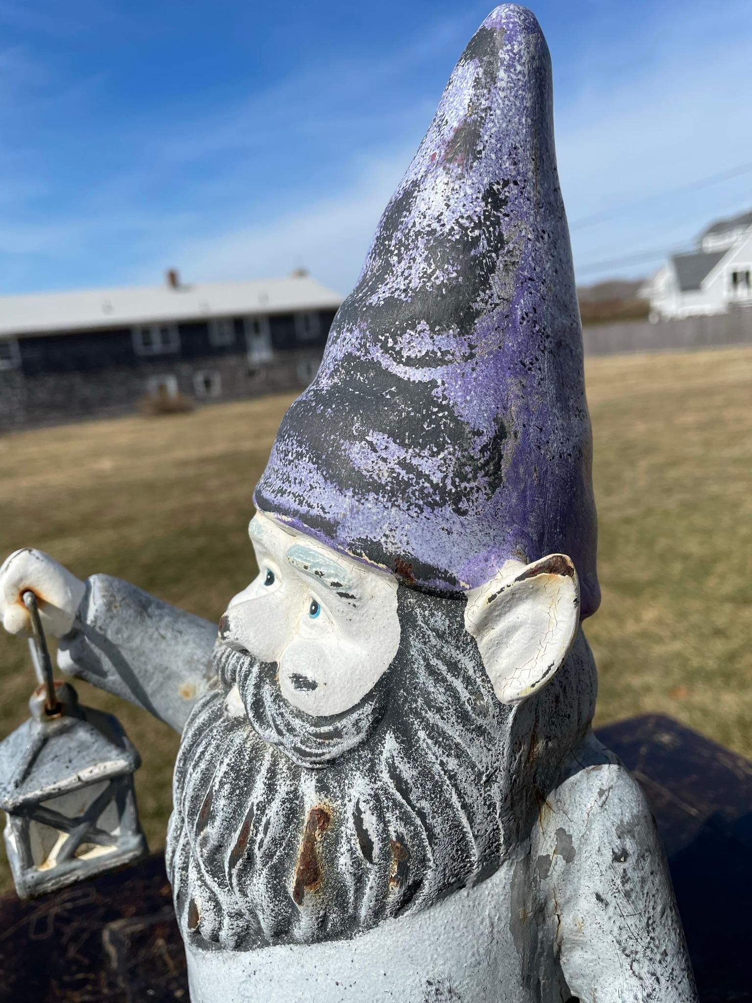 American Gnome Garden Lantern Sculpture 