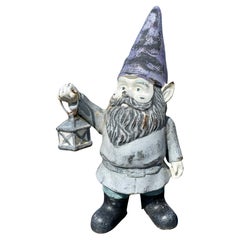 Retro Gnome Garden Lantern Sculpture "Night Time Watchman"