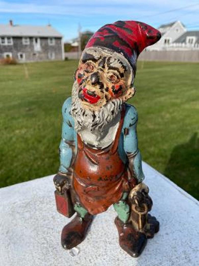 Antique Gnome Pair Garden Lantern Sculptures 