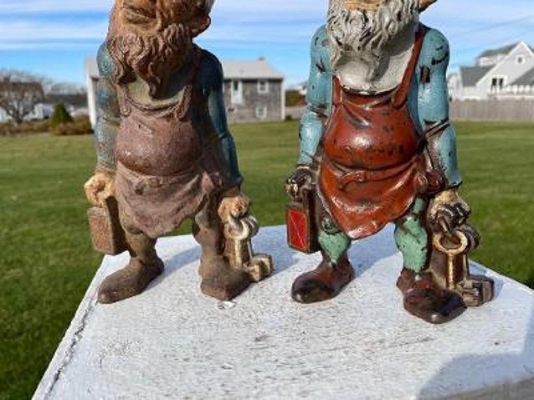 Antique Gnome Pair Garden Lantern Sculptures 