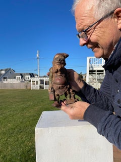 Gnome Rare Antique Garden Sculpture Coin Bank and Money Guardian