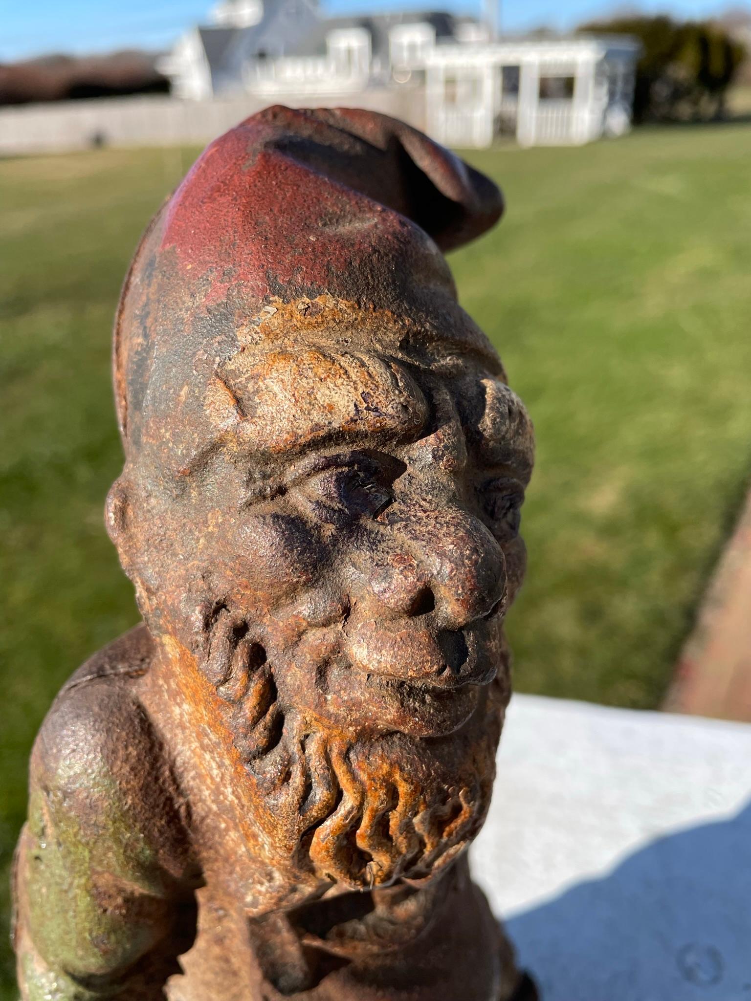 Folk Art Gnome Rare Antique Garden Sculpture Coin Bank and Money Guardian