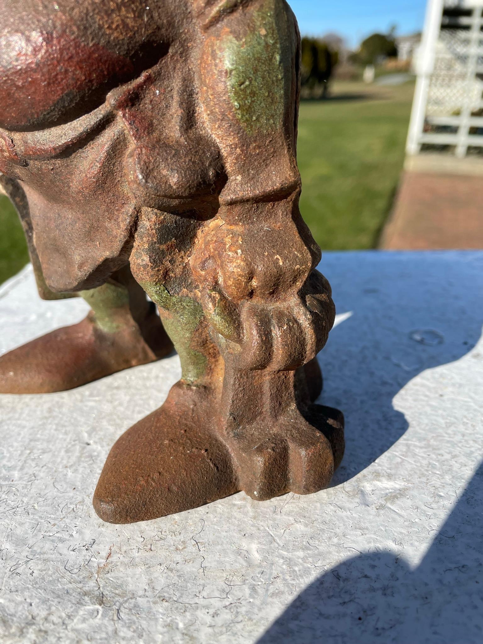Gnome Rare Antique Garden Sculpture Coin Bank and Money Guardian In Good Condition In South Burlington, VT