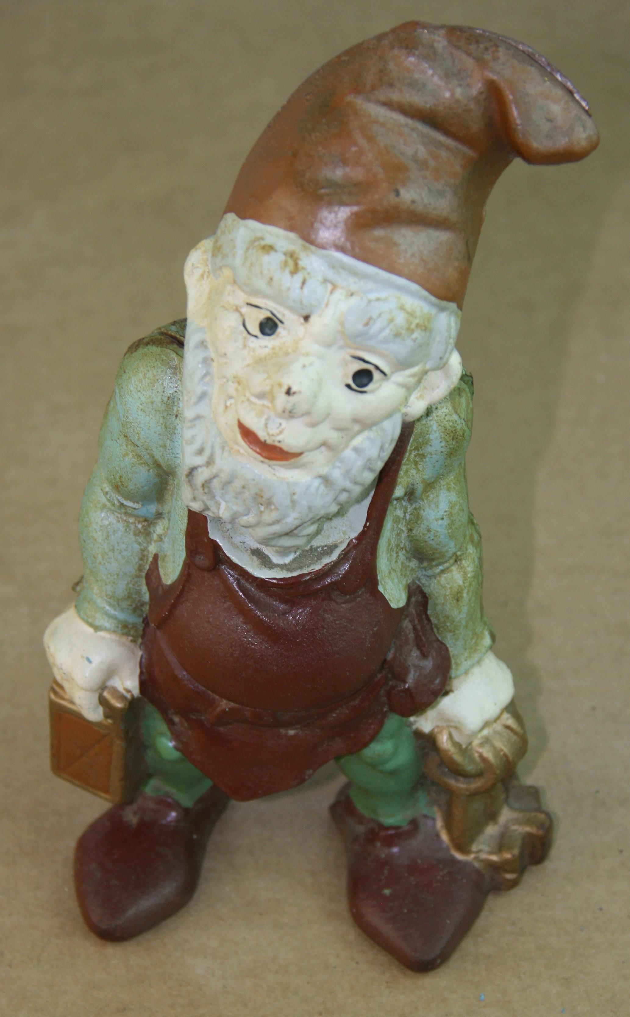 Iron  Folk Art Rare Antique  Gnome Sculpture  For Sale