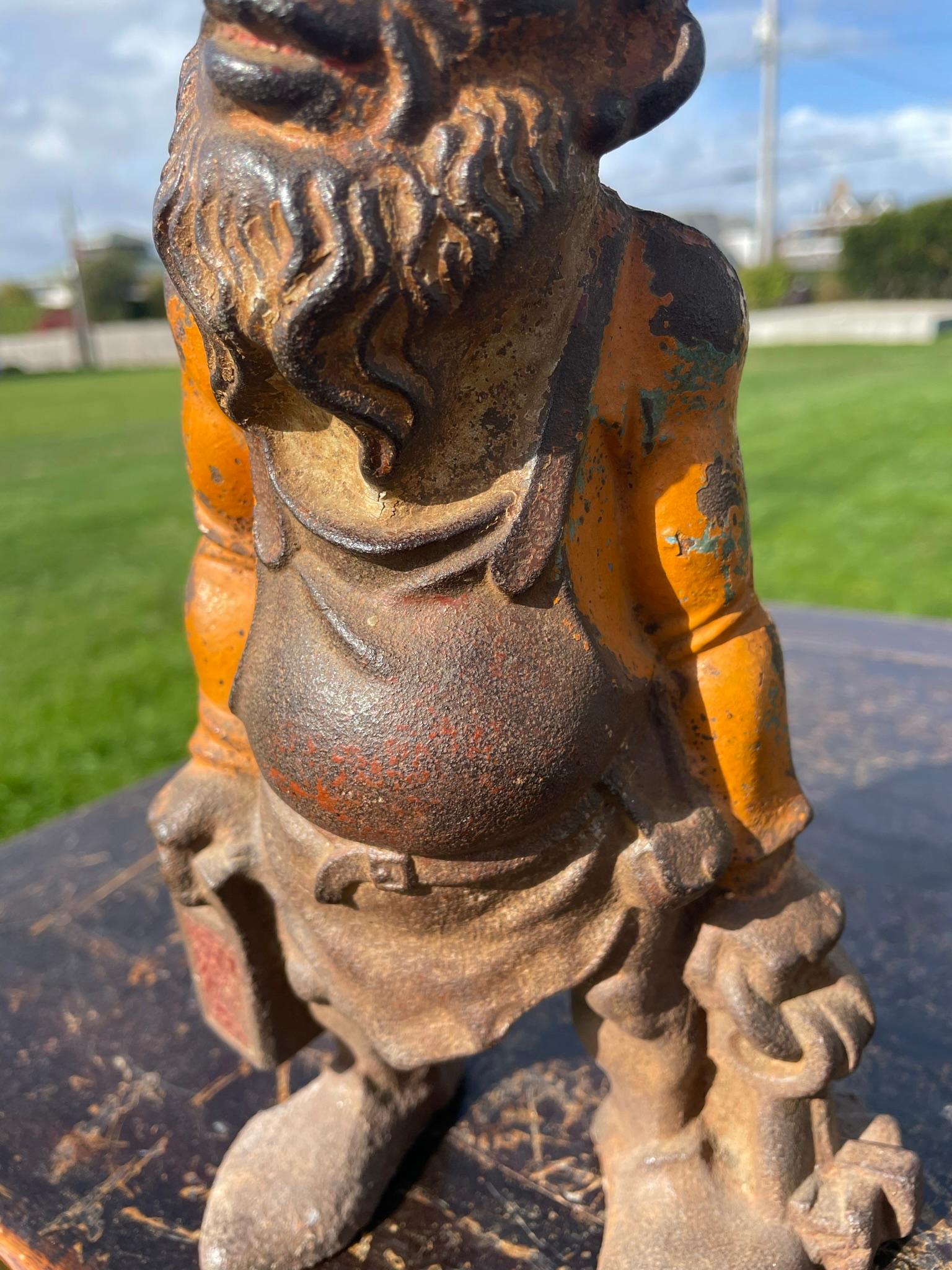 20th Century Gnome Rare Orange Garden Gate Lantern Sculpture 