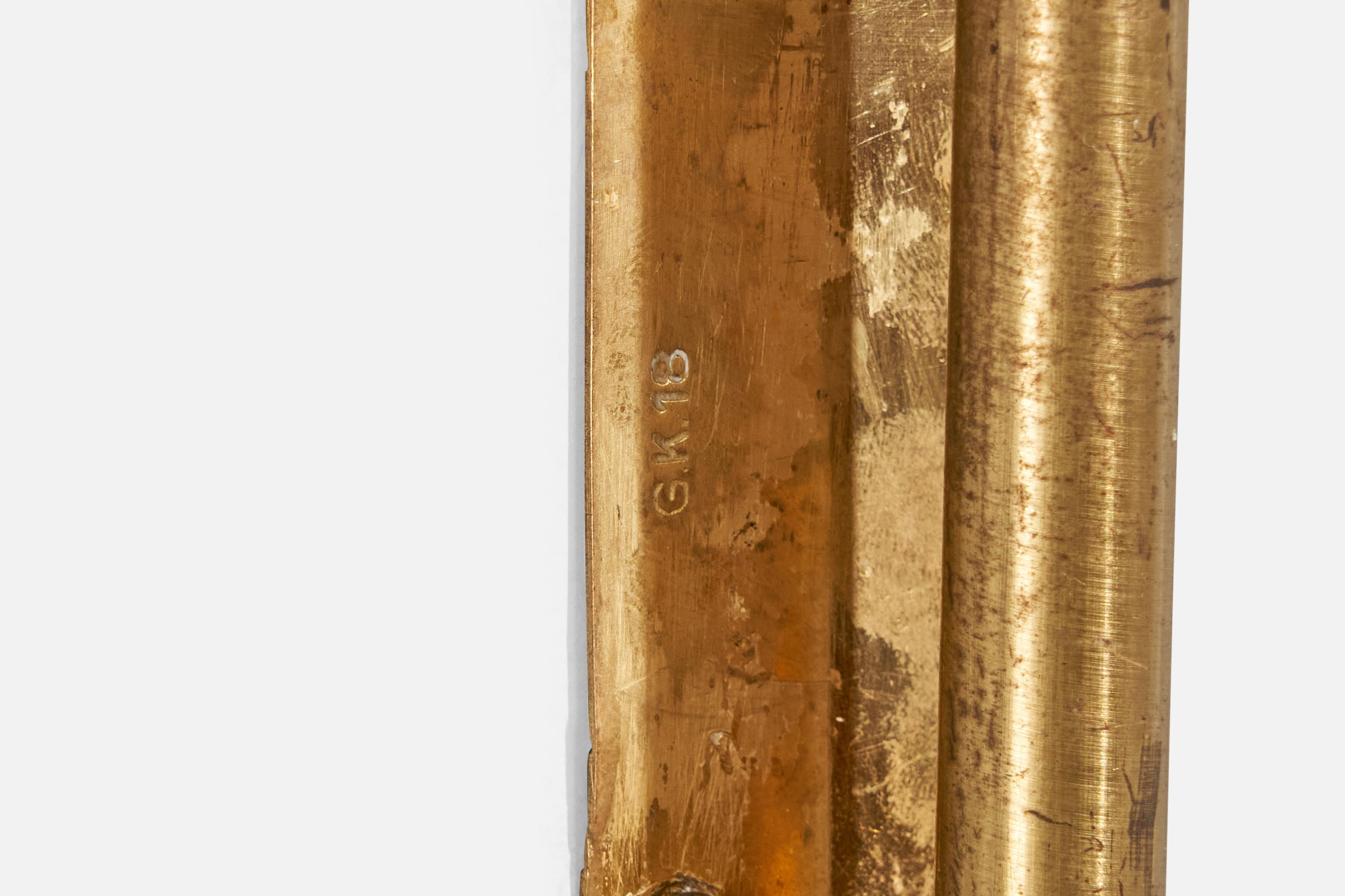 Gnosjö Konstsmide, applique murale, laiton, rotin, Suède, années 1940 en vente 3