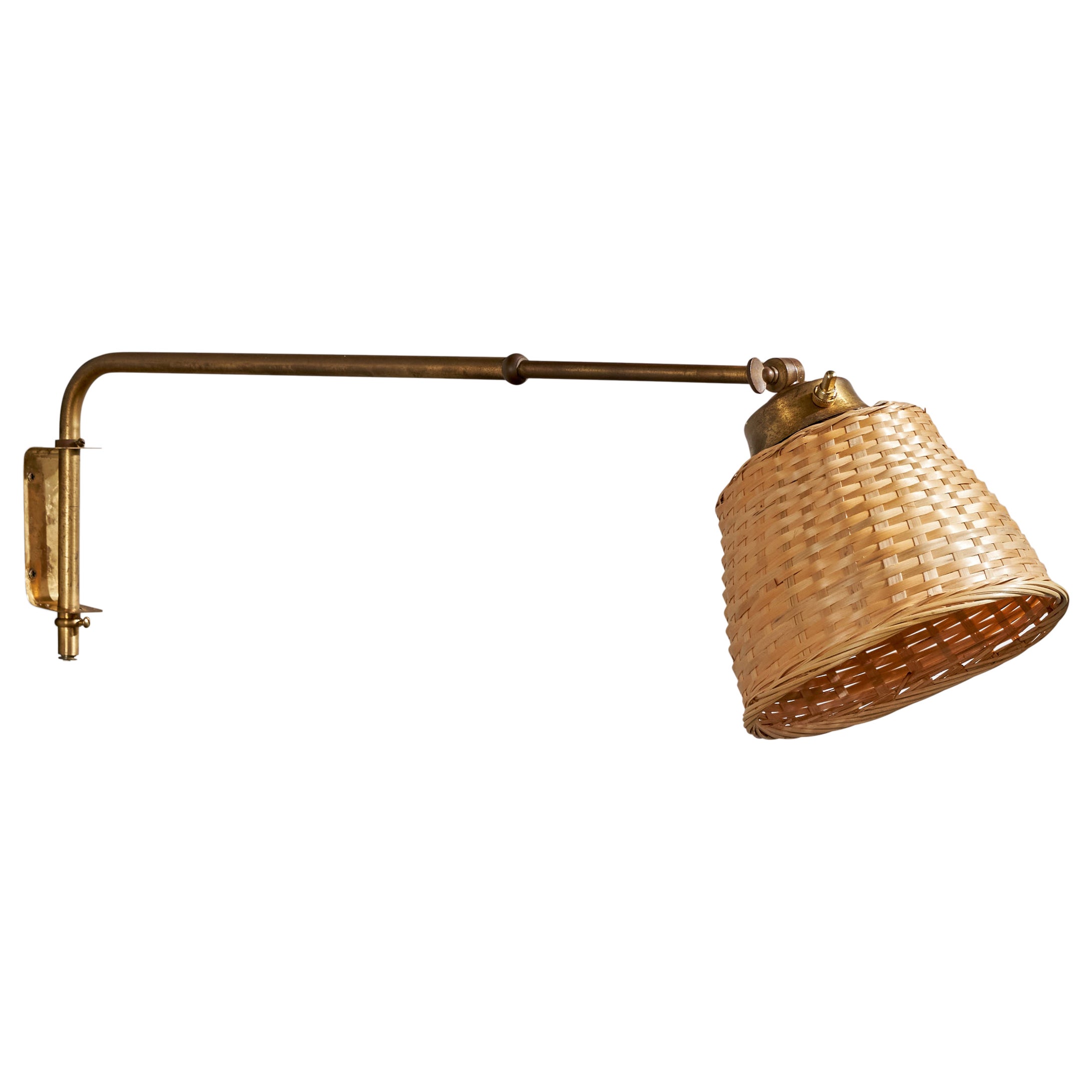 Gnosjö Konstsmide, Applique, Ottone, Rattan, Svezia, anni '40