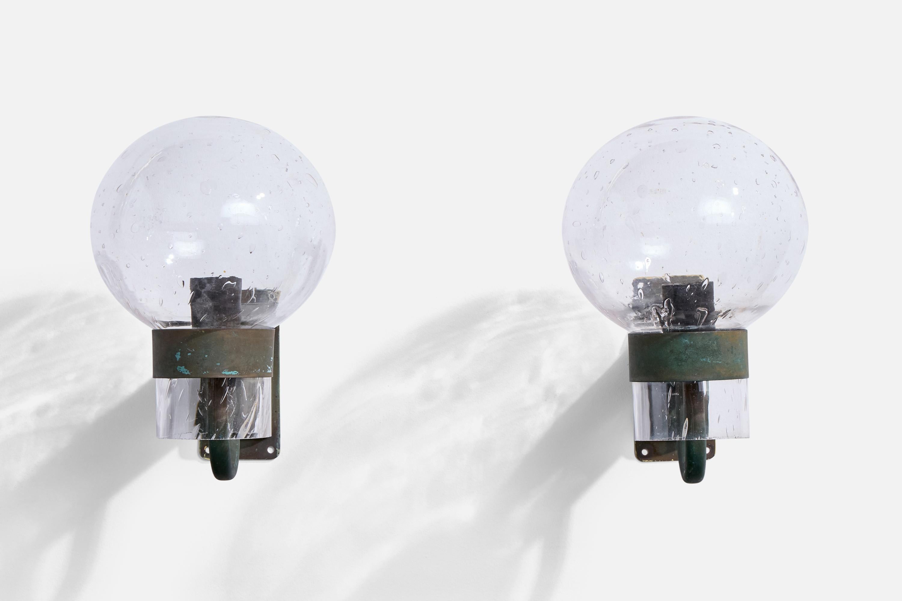 Mid-Century Modern Gnosjö Konstsmide, Lights, cuivre, verre, Suède, 1970 en vente