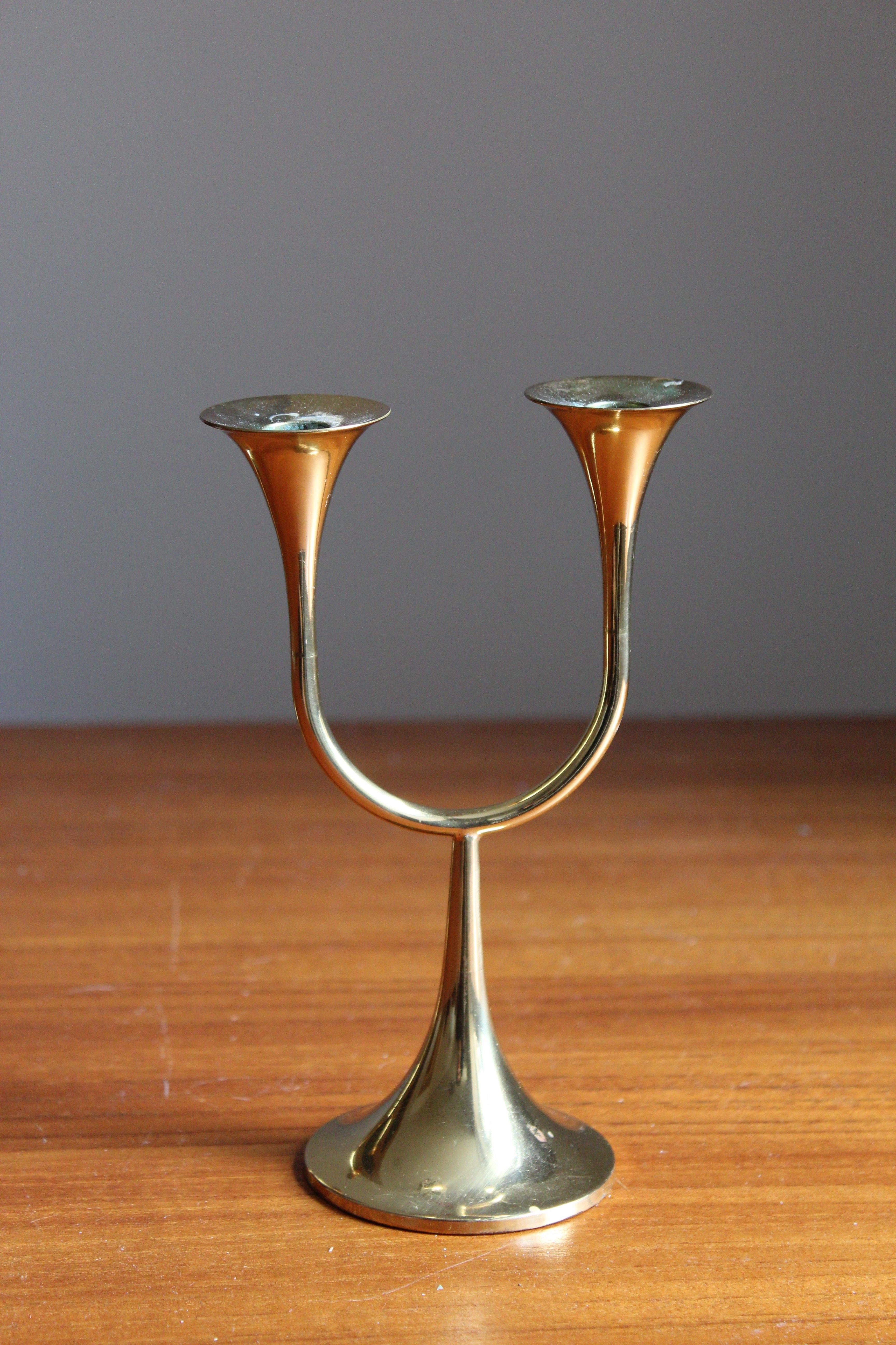 Swedish Gnosjö, Small Candlesticks, Brass, Sweden, 1960s