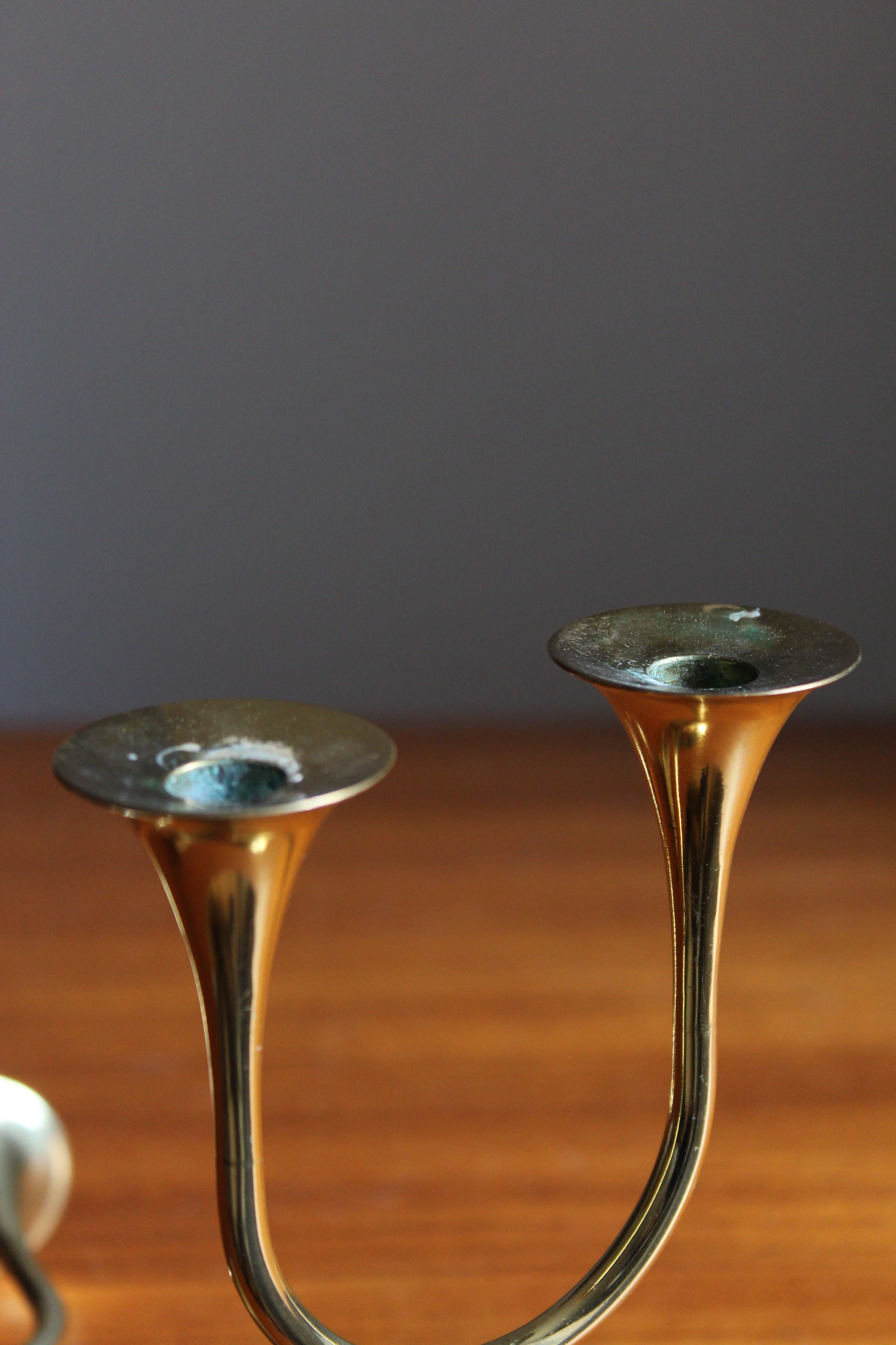 Mid-20th Century Gnosjö, Small Candlesticks, Brass, Sweden, 1960s