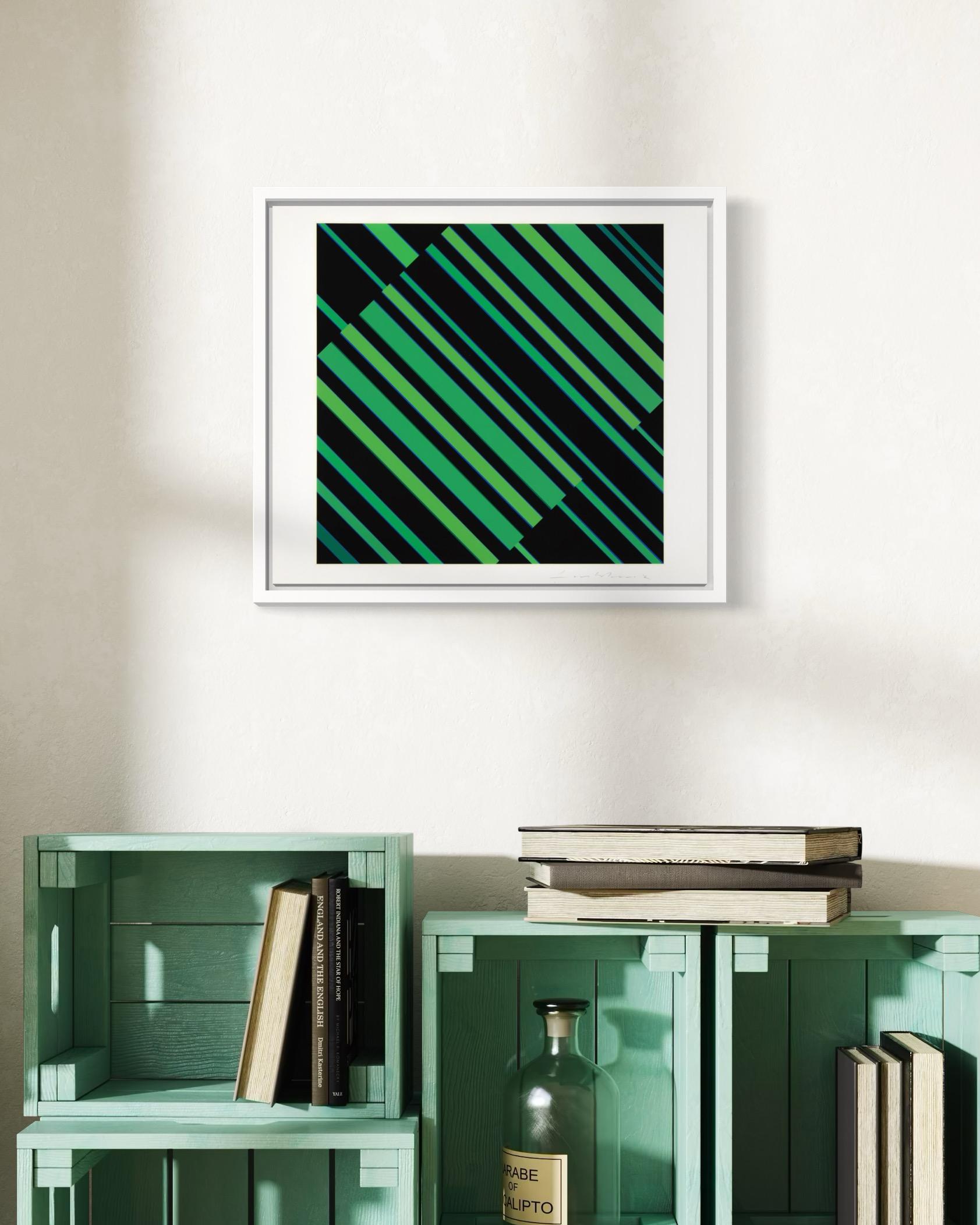 Günter Fruhtrunk, Schwarz-Grünes Kontinuum: Signed Screen Print, Abstract Art For Sale 2