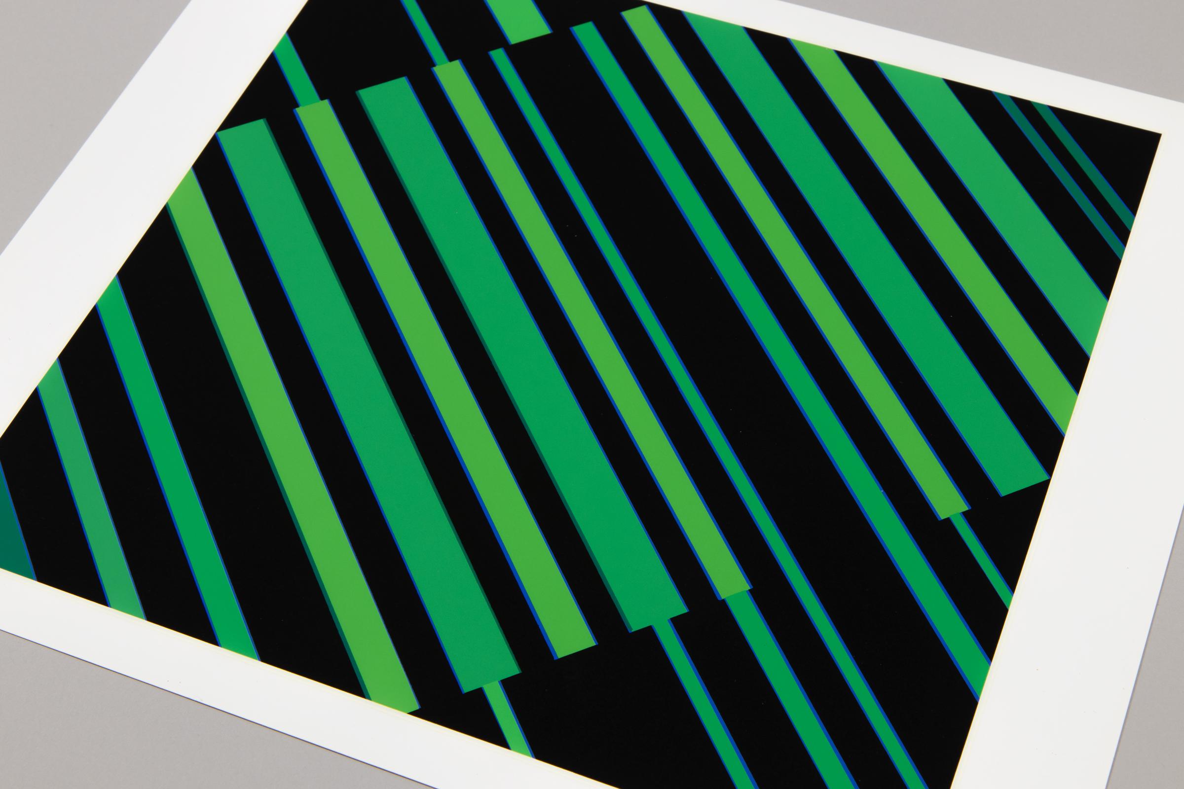 Günter Fruhtrunk, Schwarz-Grünes Kontinuum: Signed Screen Print, Abstract Art For Sale 3
