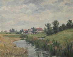 Antique Günther Pfaff (1901-1977) - German School 1924 Oil, A Farm Near Munchen