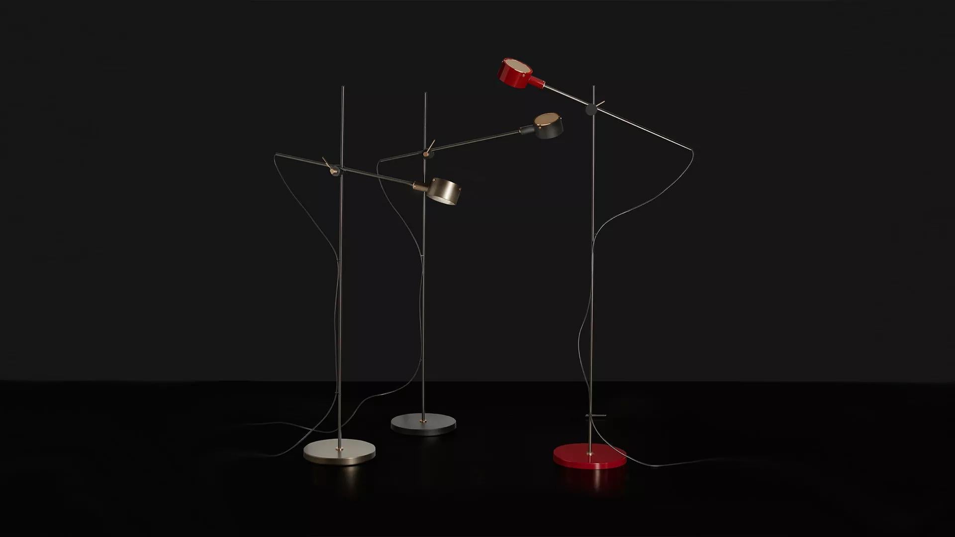 Mid-Century Modern Giuseppe Ostuni Model 352 'G.O.' Floor Lamp in Scarlet Red for Oluce For Sale