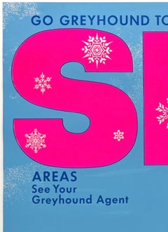 GO GREYHOUND TO THE SKI AREAS Authentic Original Vintage Travel Tourism Poster