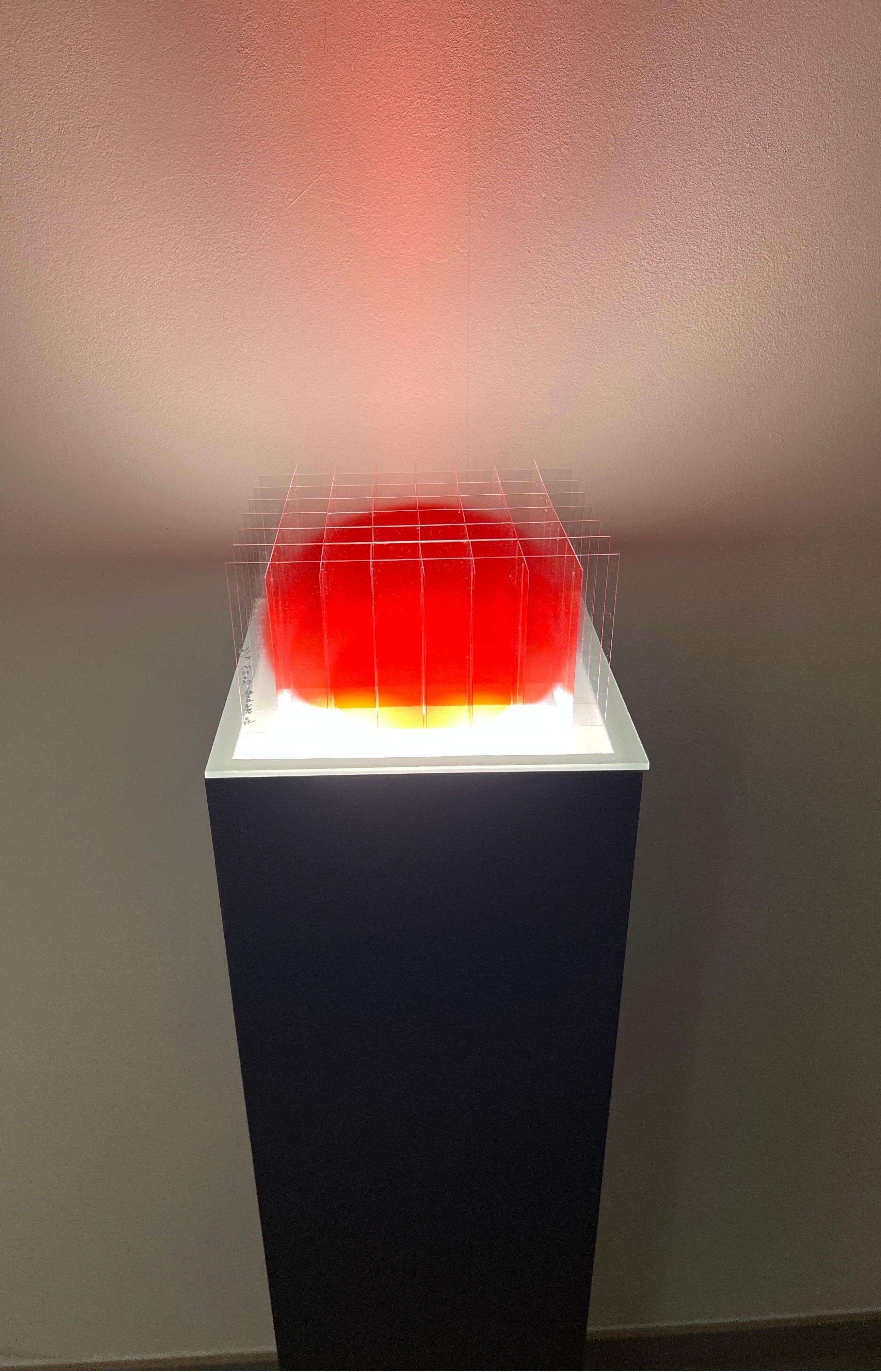GO SEGAWA Abstract Sculpture - « MASS » kinetic  folding sculpture. UV print on polycarbonate. Optical art. Op