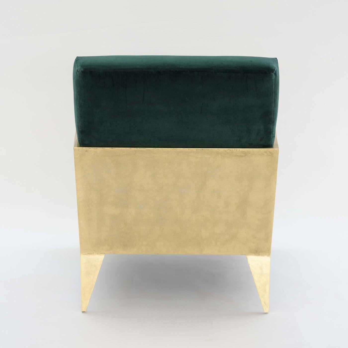 Italian Goa Relax Emerald & Golden Armchair For Sale