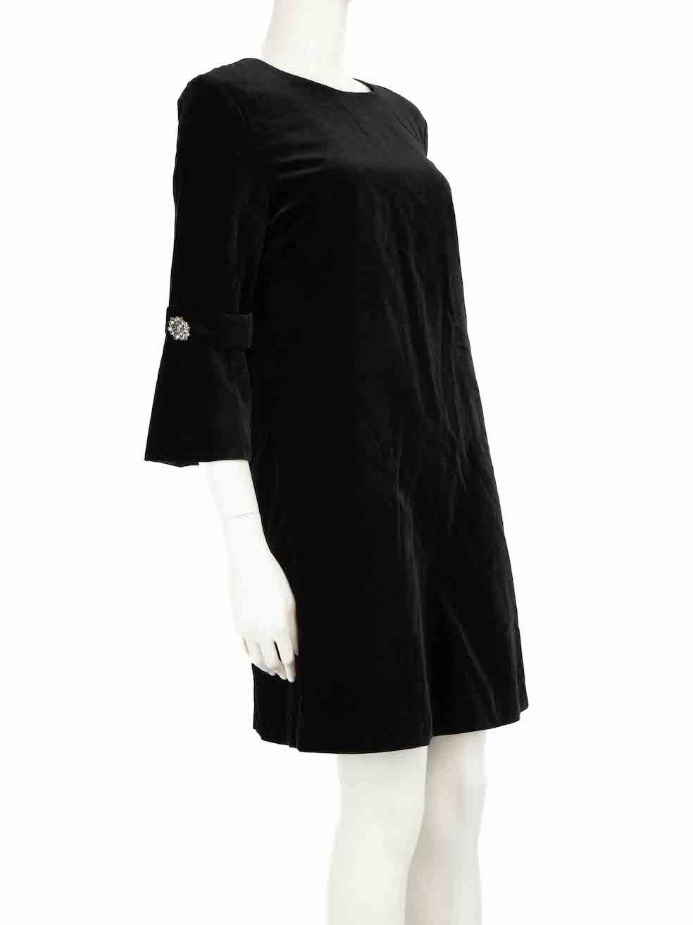 CONDITION is Never worn, with tags. No visible wear to dress is evident on this new goat designer resale item.
 
 
 
 Details
 
 
 Black
 
 Velvet
 
 Mini dress
 
 Round neckline
 
 Mid sleeves
 
 Crystal button on sleeves
 
 Back zip closure
 
 
 
