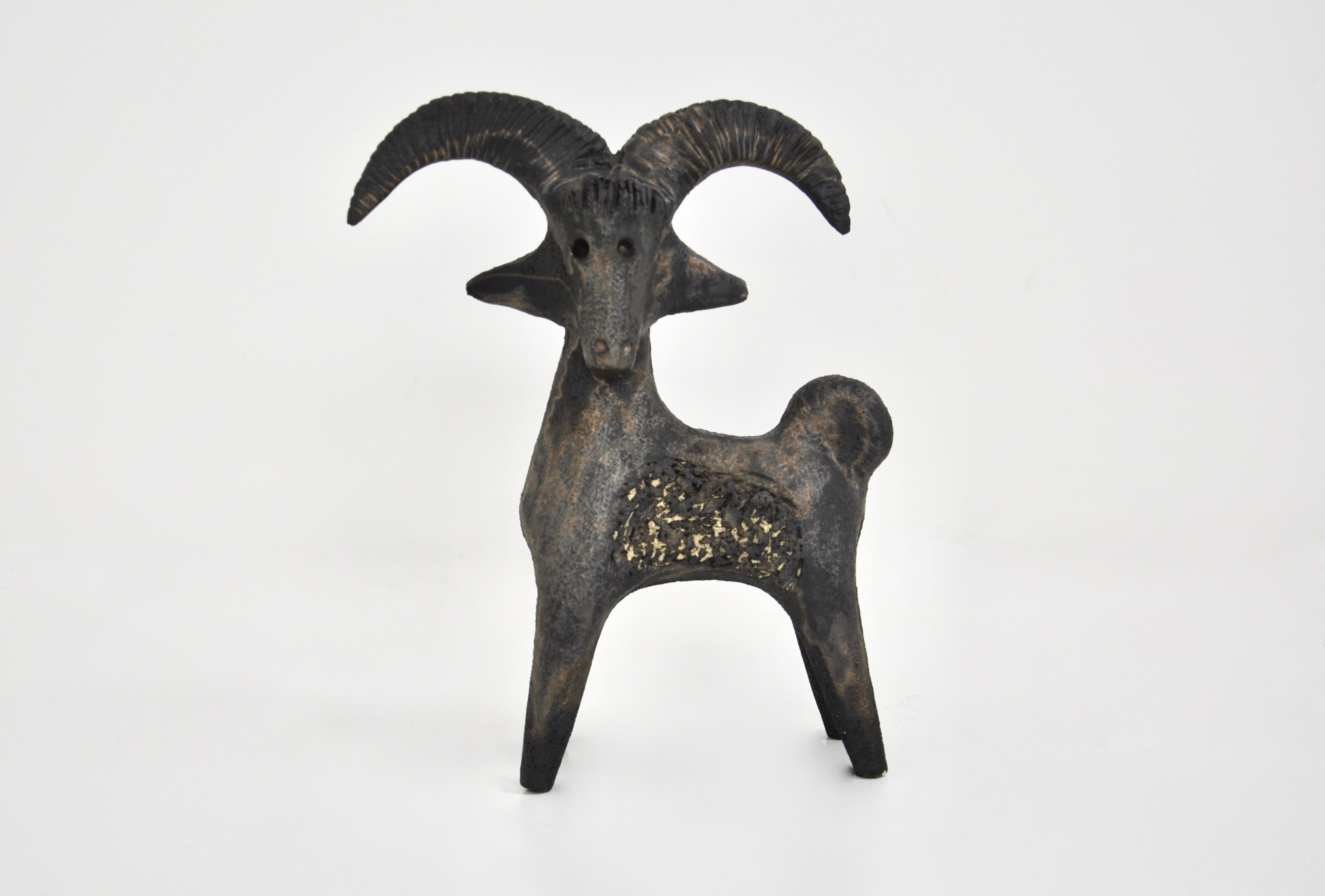 Ceramics in the shape of a goat stamped Dominique Pouchain.