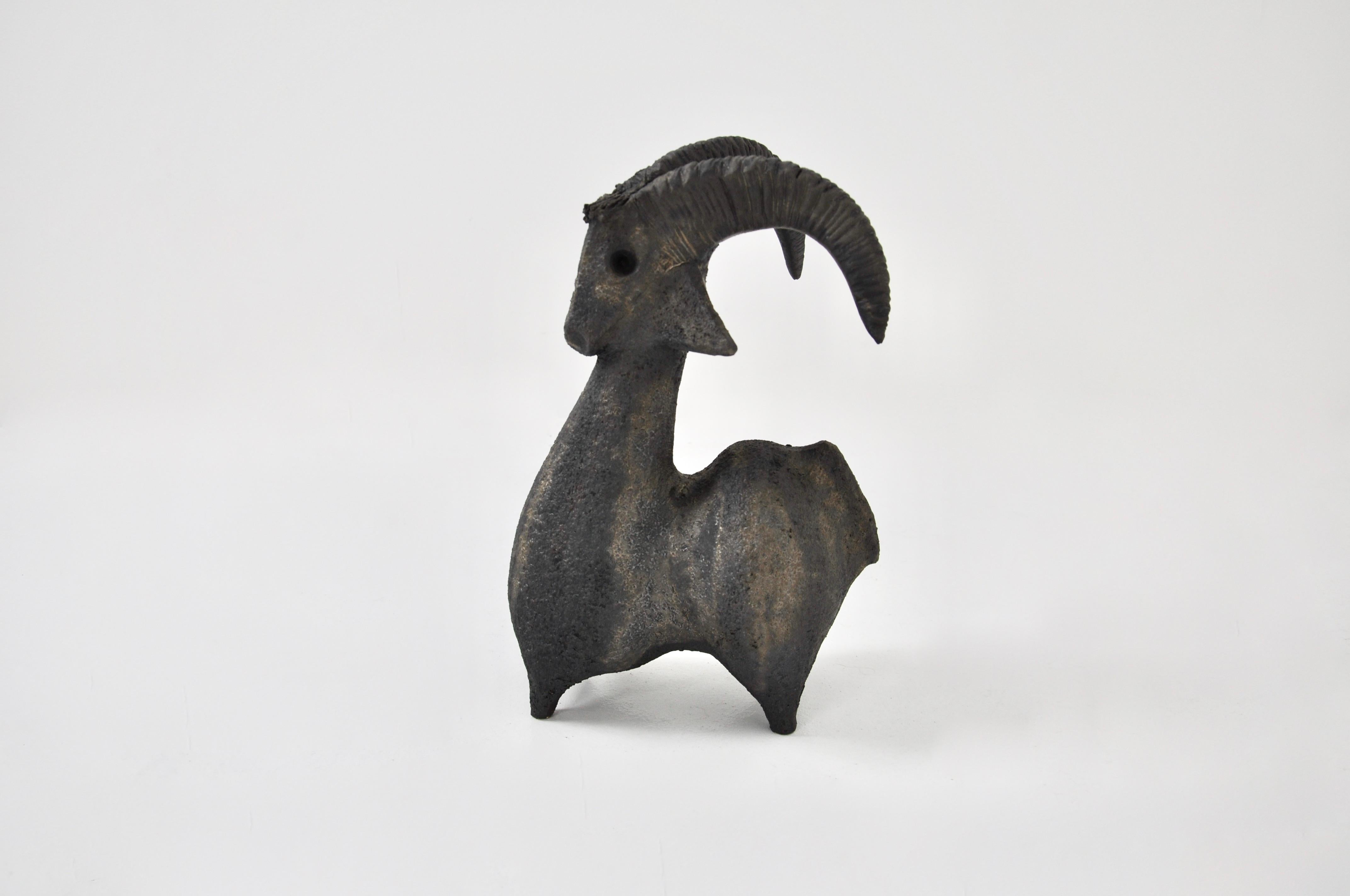 Ceramics in the shape of a goat stamped Dominique Pouchain.