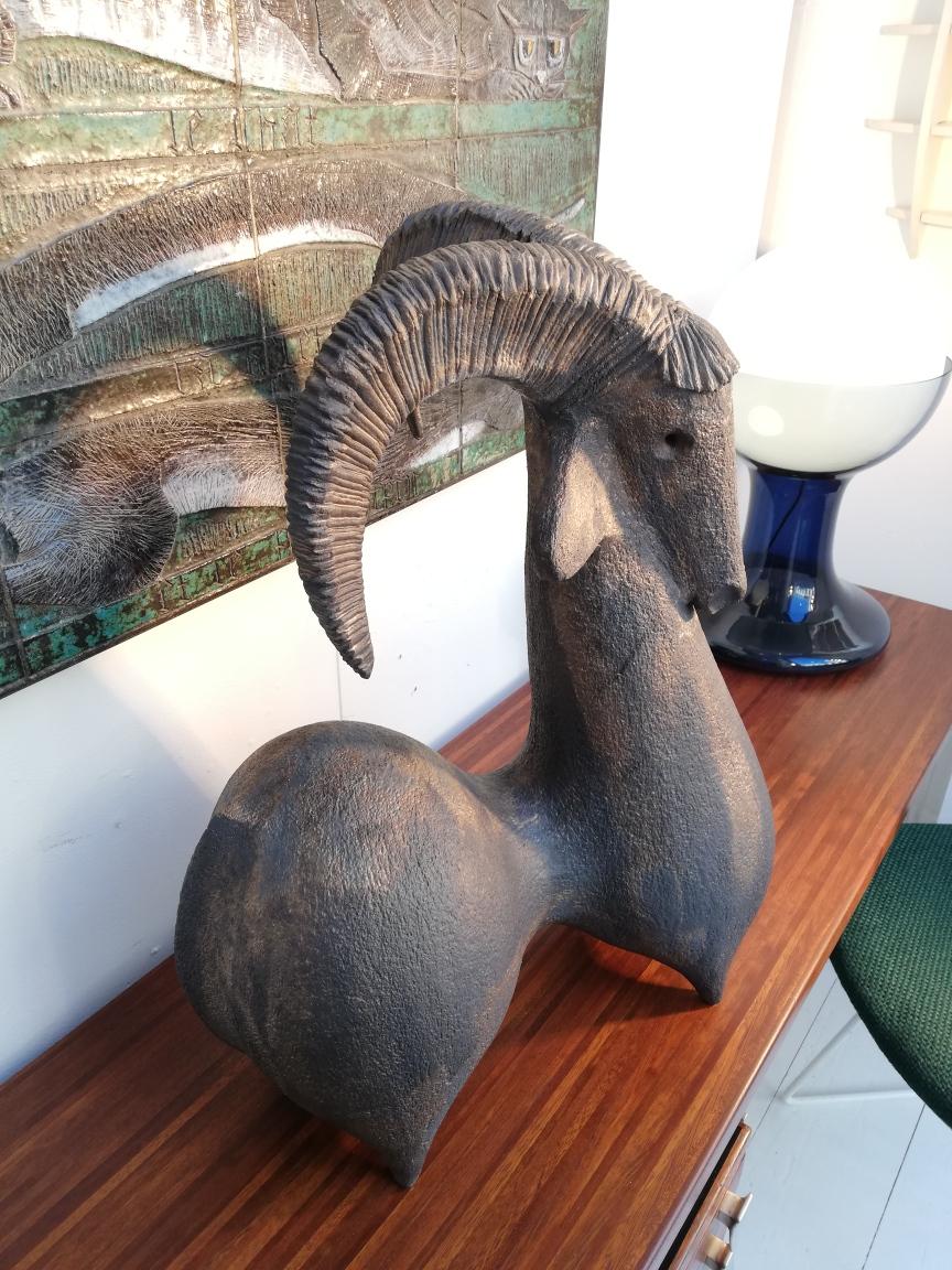 Goat Ceramic Signed by Dominique Pouchain In Good Condition In Brussels, BE