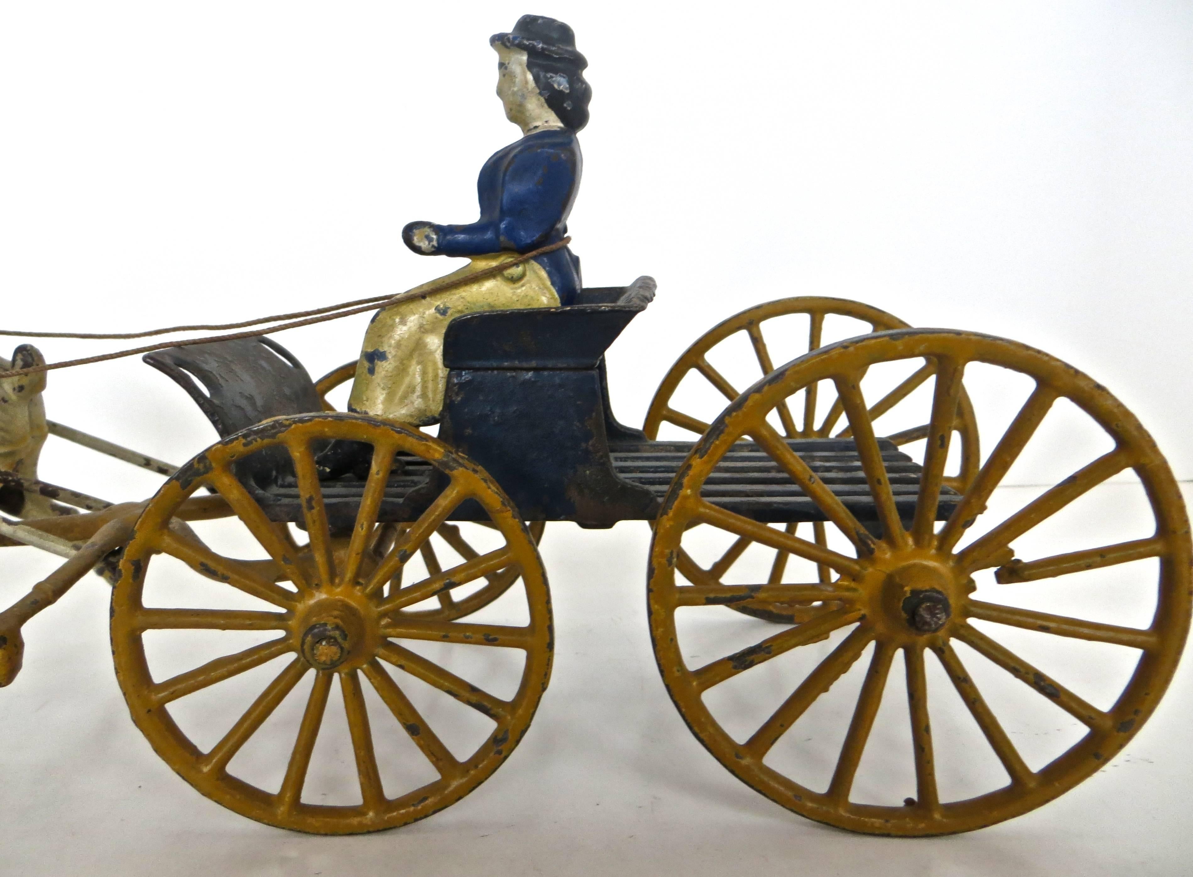 Hand-Painted Goat Drawn Lady Driver American Toy by Harris Toy Company, circa 1903