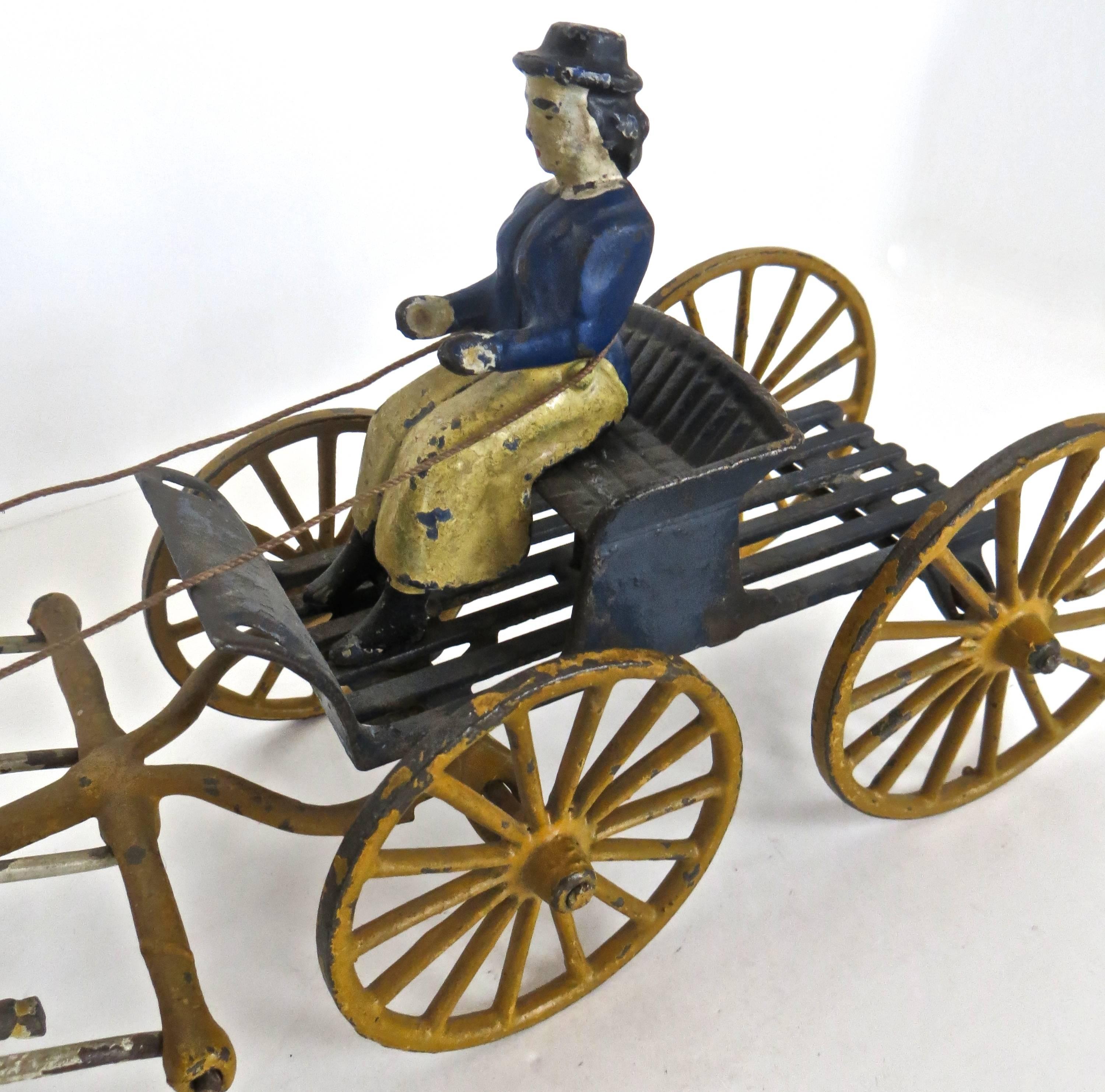 Goat Drawn Lady Driver American Toy by Harris Toy Company, circa 1903 In Excellent Condition In Incline Village, NV
