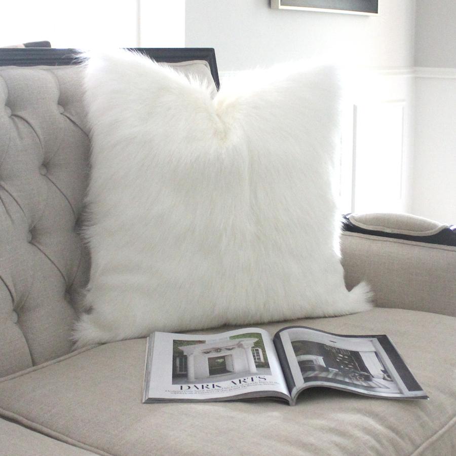 Goat Hair Pillow Cushion, Natural White Customized In New Condition For Sale In Dural, AU
