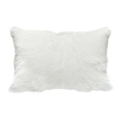 Goat Hair Pillow Fur Cushion, Natural White Customized