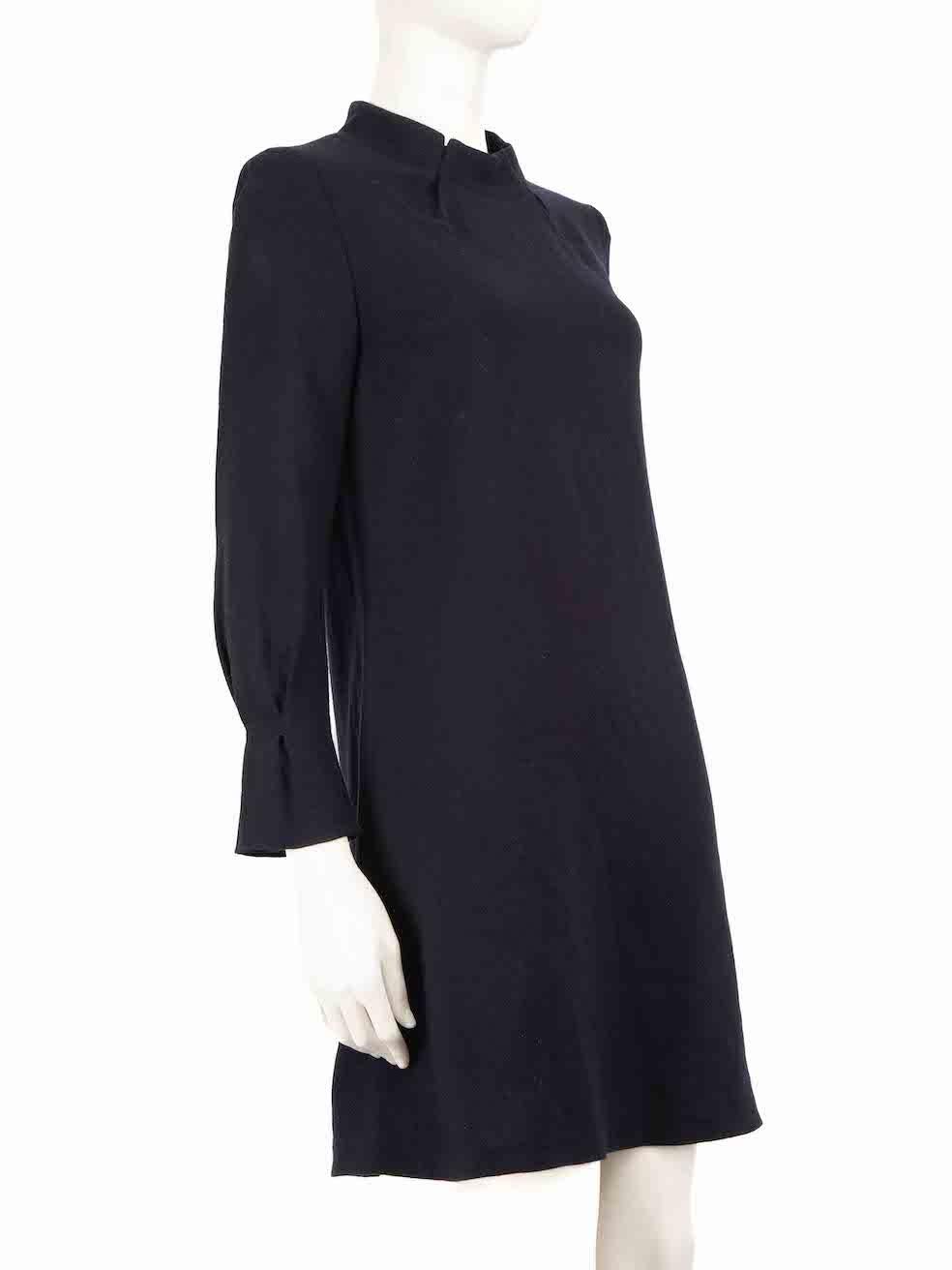 CONDITION is Very good. Hardly any visible wear to the dress is evident on this used Goat designer resale item.
  
  Details
  Navy
  Wool
  Dress
  Long sleeves
  Knee length
  Mock neck
  Back zip fastening
  
  
  Made in China
  
  Composition
 