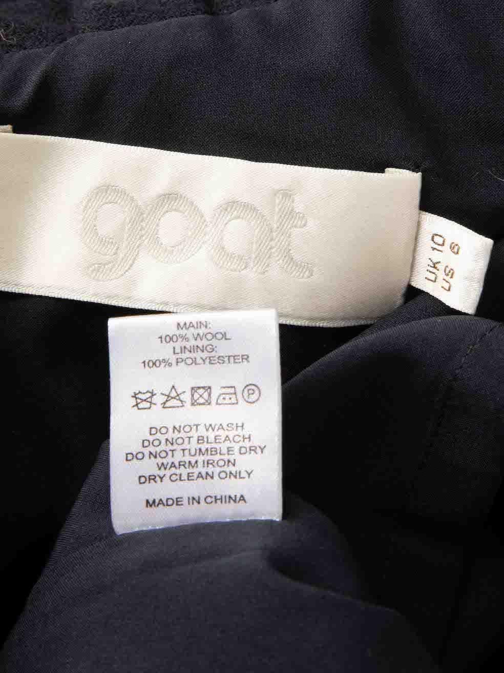 goat Navy Wool Long Sleeve Dress Size M In Good Condition In London, GB