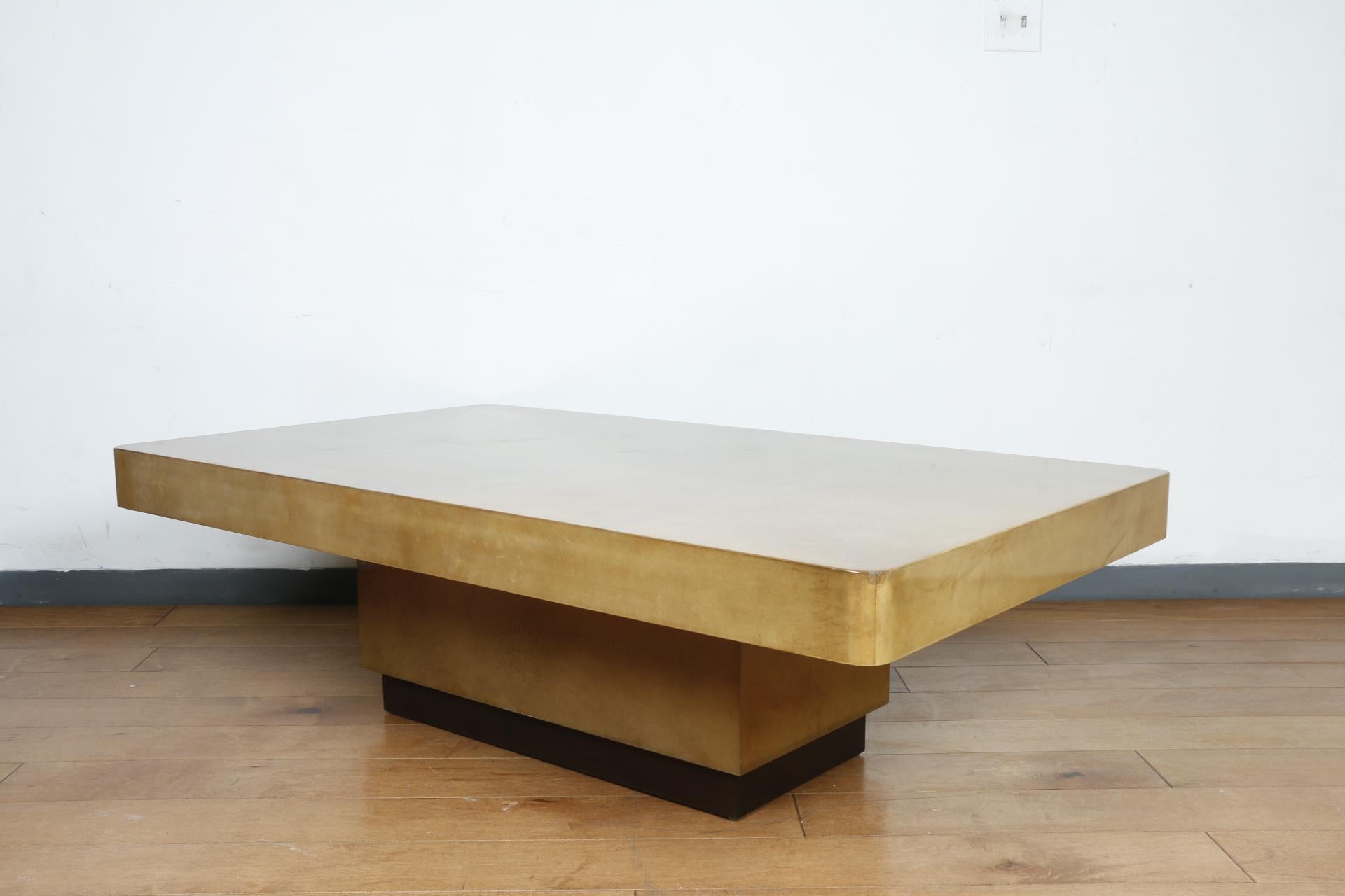 Goat Skin Coffee Table Attributed to Karl Springer In Good Condition In North Hollywood, CA