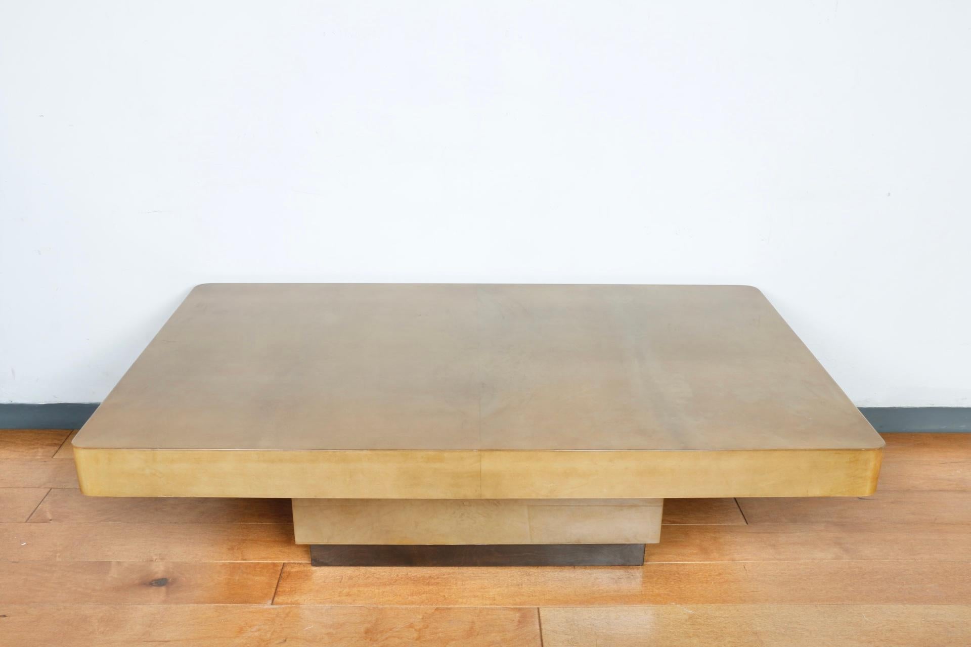 Goat Skin Coffee Table Attributed to Karl Springer 1