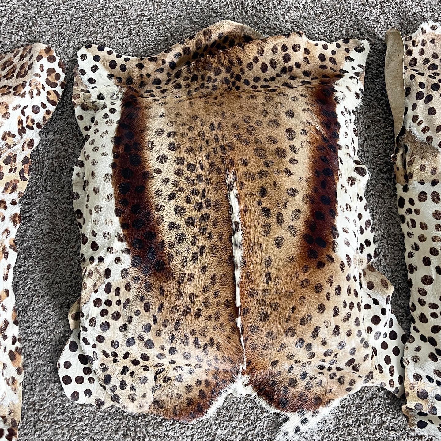 Goat Skin Square Pillows in Leopard Print - Set of 3 In Good Condition In Delray Beach, FL