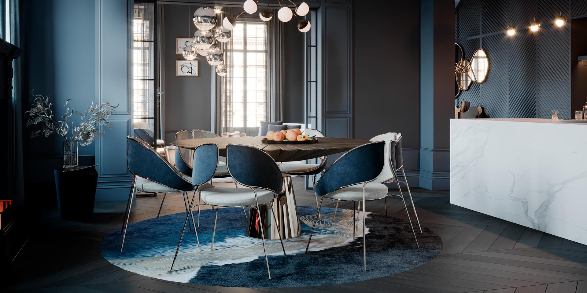 Contemporary Goathi Dining Table by Alma De Luce For Sale
