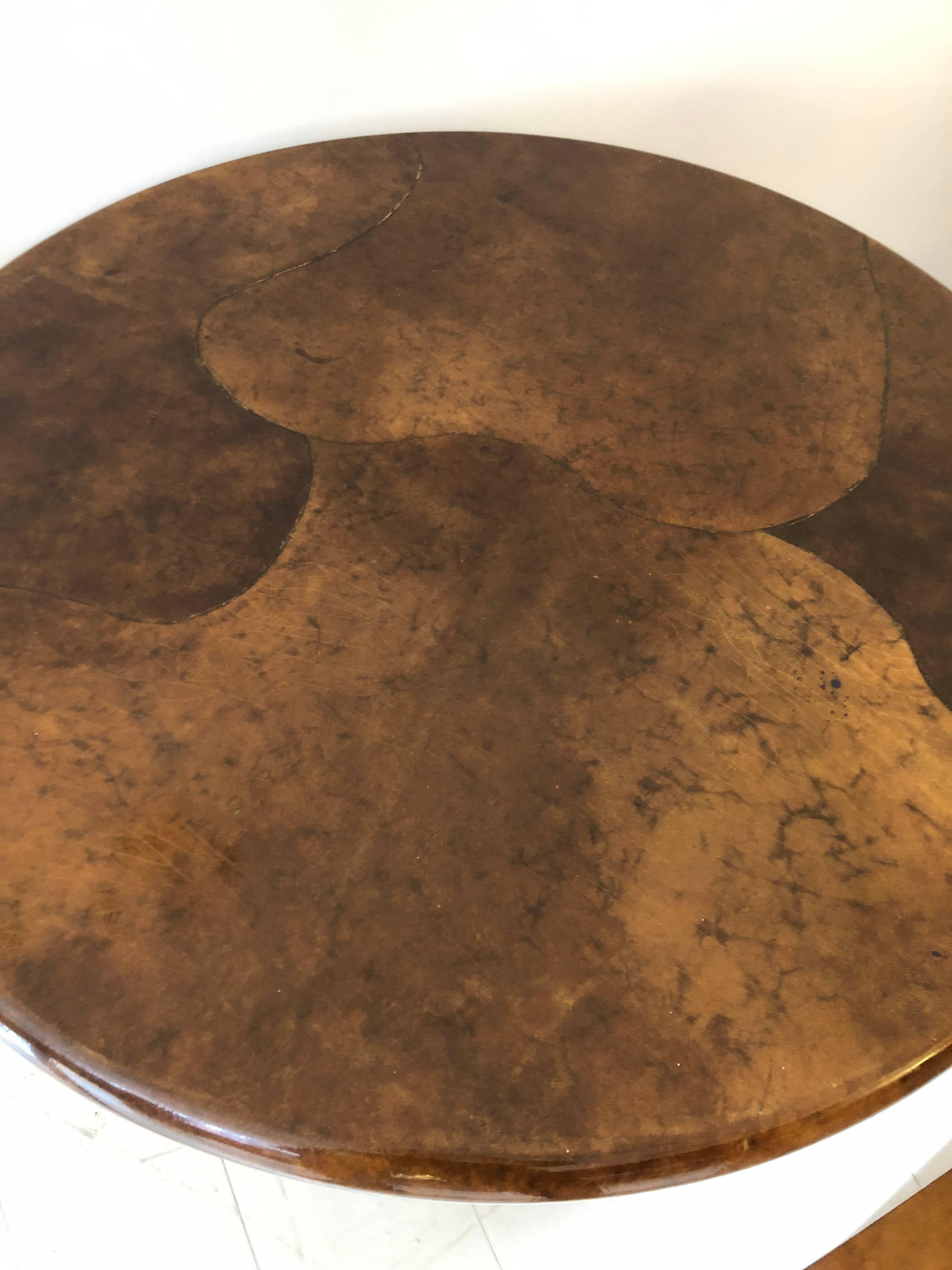 American Goatskin and Aluminum Center Table For Sale