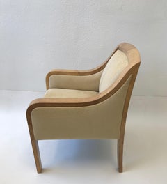 Goatskin and Fabric Regency Lounge Chair in the Manner of Karl Springer