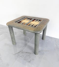 Goatskin and Suede Flip Top Game Table, Karl Springer, 1970's