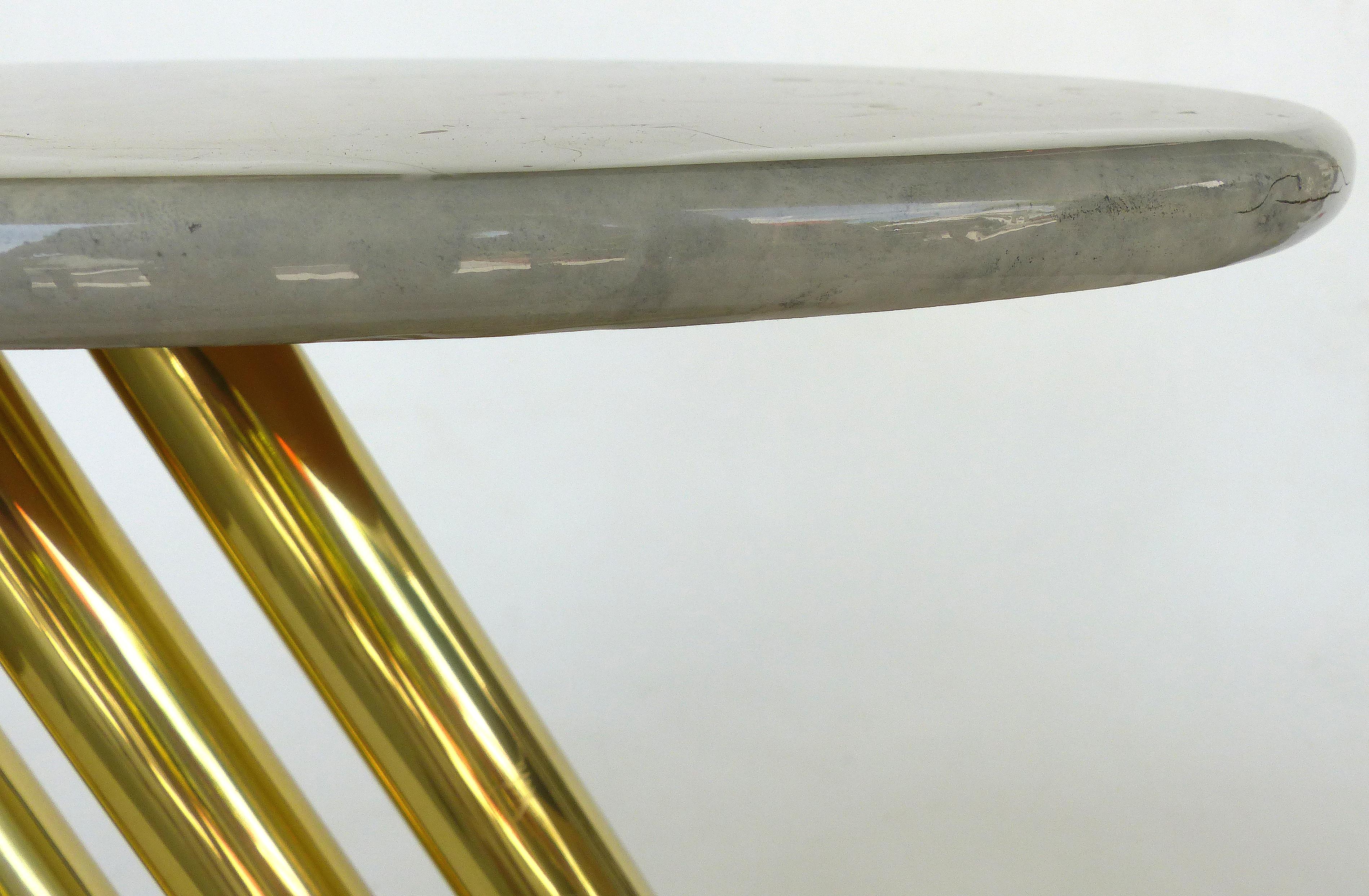Goatskin & Brass Asymmetrical Side Table 4
