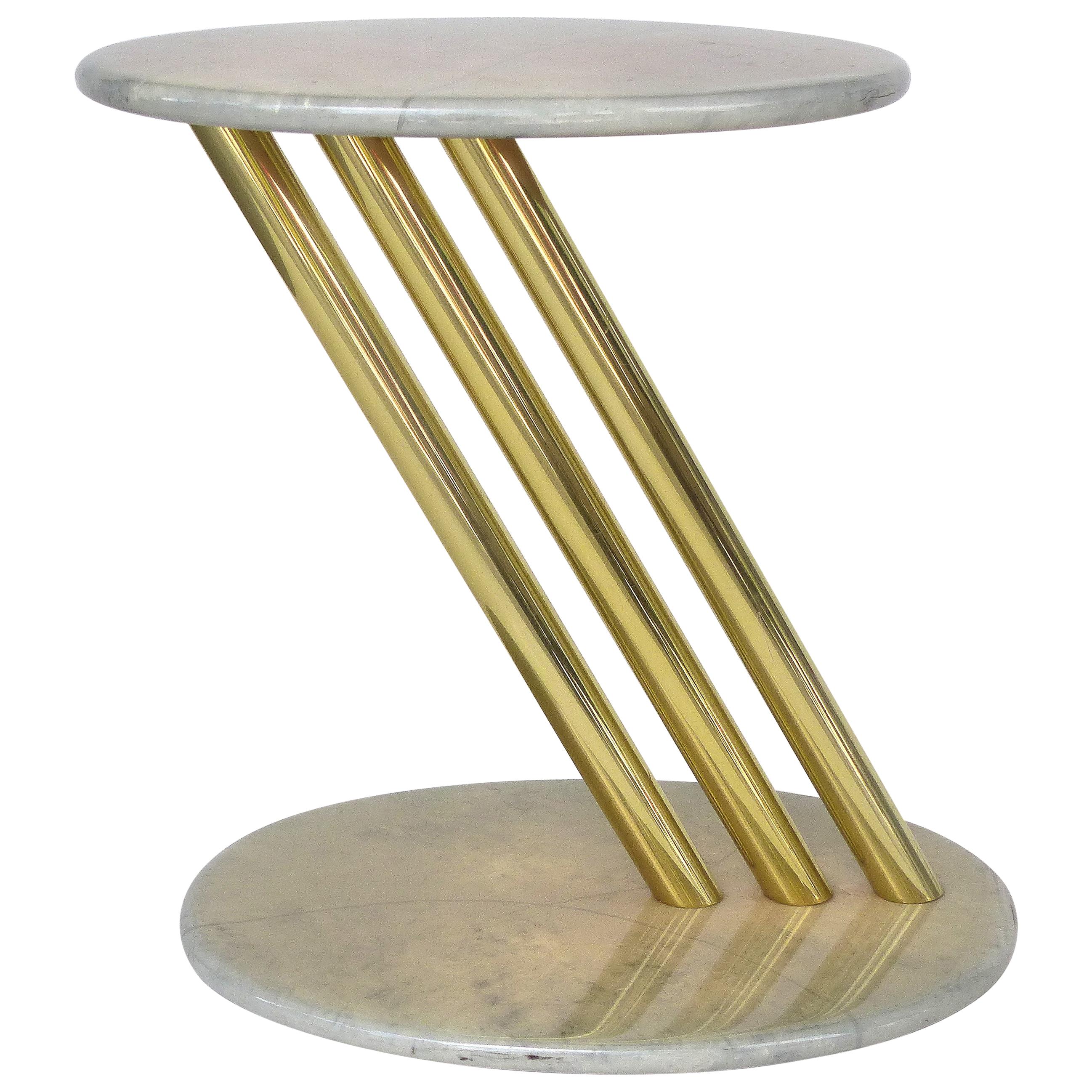 Goatskin & Brass Asymmetrical Side Table