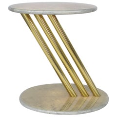 Goatskin & Brass Asymmetrical Side Table