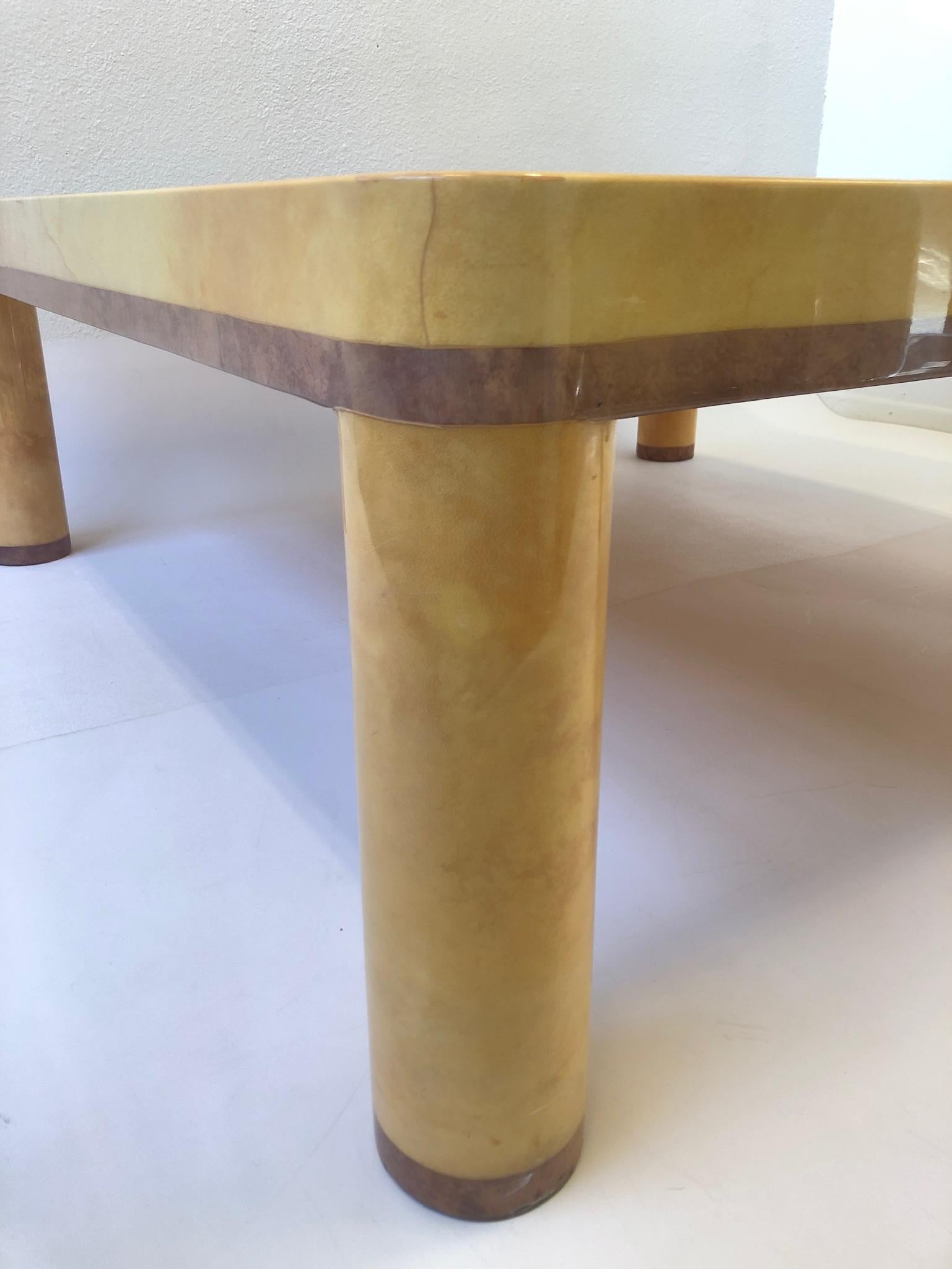 Lacquered Goatskin Cocktail Table in the style of Karl Springer