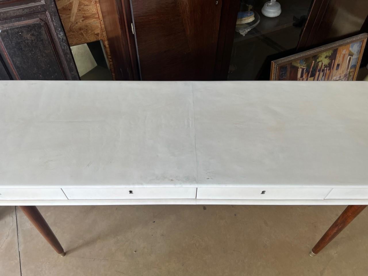 Goatskin Console Table with Three Drawers For Sale 9