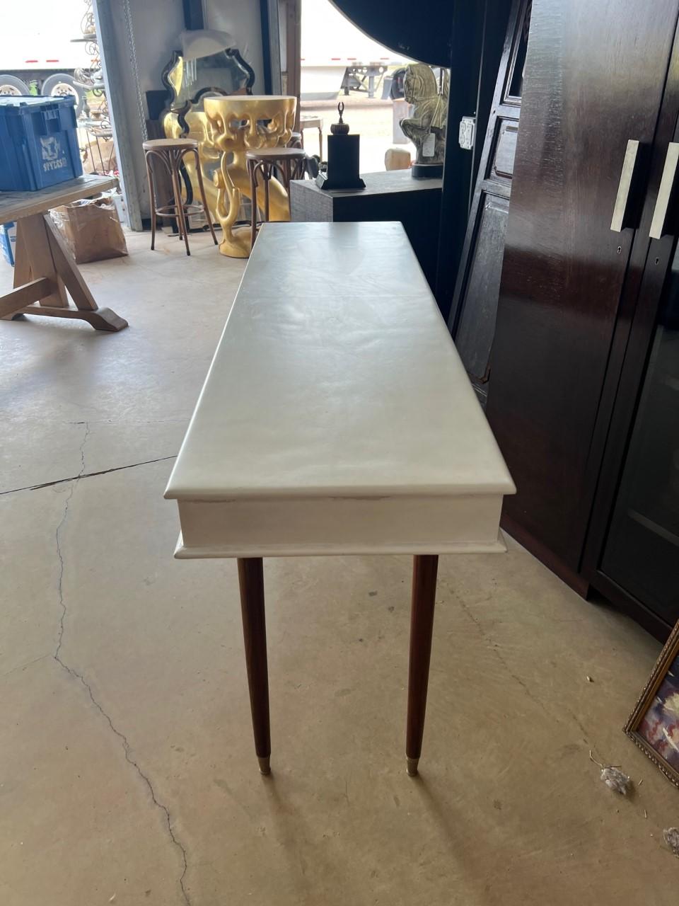Mid-Century Modern Goatskin Console Table with Three Drawers For Sale