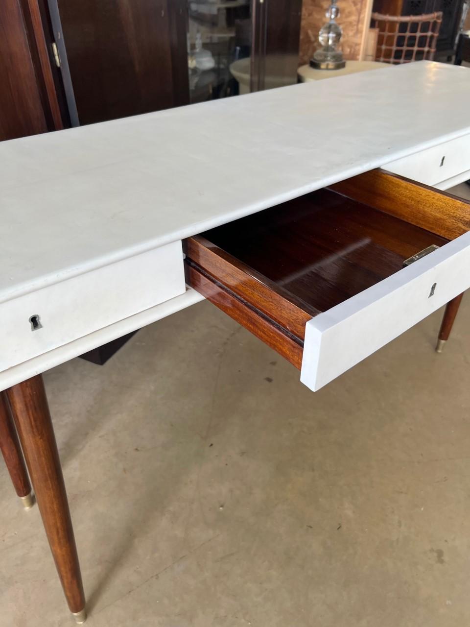 American Goatskin Console Table with Three Drawers For Sale