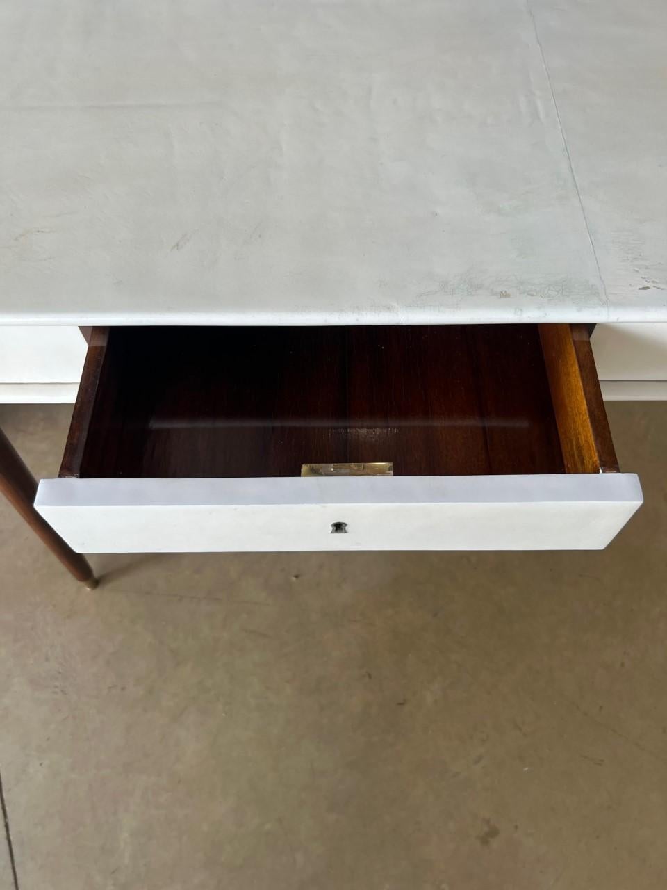 Contemporary Goatskin Console Table with Three Drawers For Sale