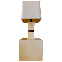 Goatskin Covered Lamp and Pedestal by Aldo Tura, Italy, 1970